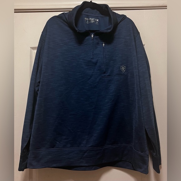 Men’s Ariat Team Logo 1/4 Zip Sweatshirt Pullover. Indigo Heather Blue. X-Large - Picture 4 of 9